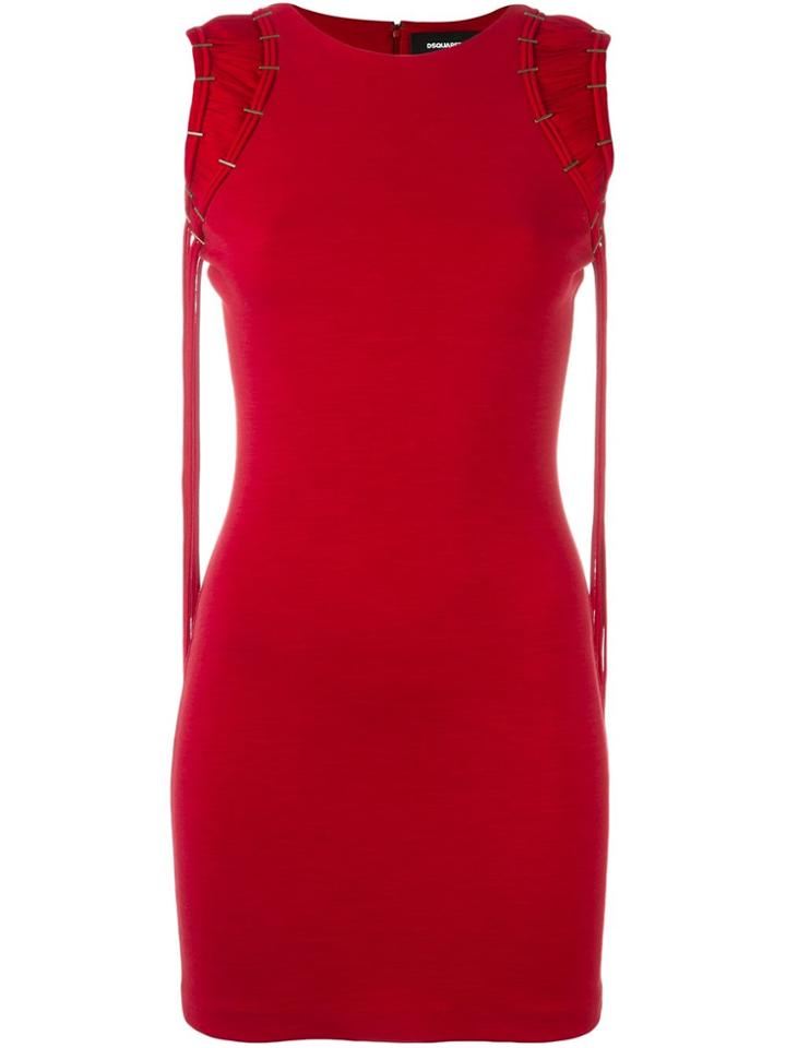 Dsquared2 Ruched Shoulder Mini Dress - Pink & Purple