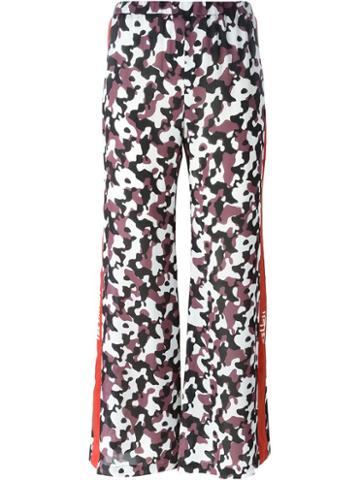 Nafsika Skourti Camouflage Print Flared Trousers, Women's, Size: 36, Brown, Silk