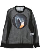 Givenchy Flamingo Print Sheer Sweatshirt, Women's, Size: Xs, Black, Silk/polyester/cotton/spandex/elastane