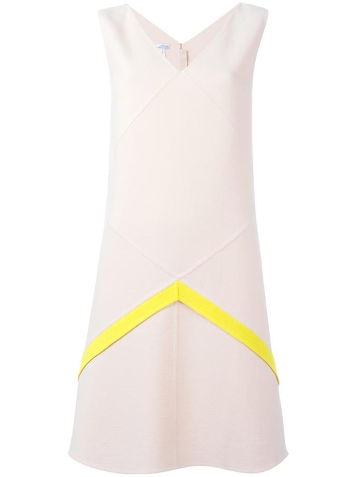 Oscar De La Renta V-neck Dress, Women's, Size: 6, Nude/neutrals, Virgin Wool/nylon/spandex/elastane
