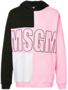 Msgm Contrast Panel Logo Hoodie - Pink