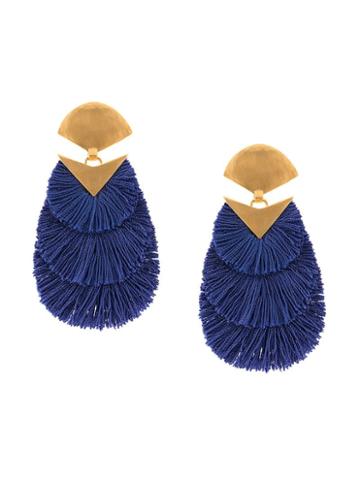 Katerina Makriyianni Fringed Oversized Earrings - Blue