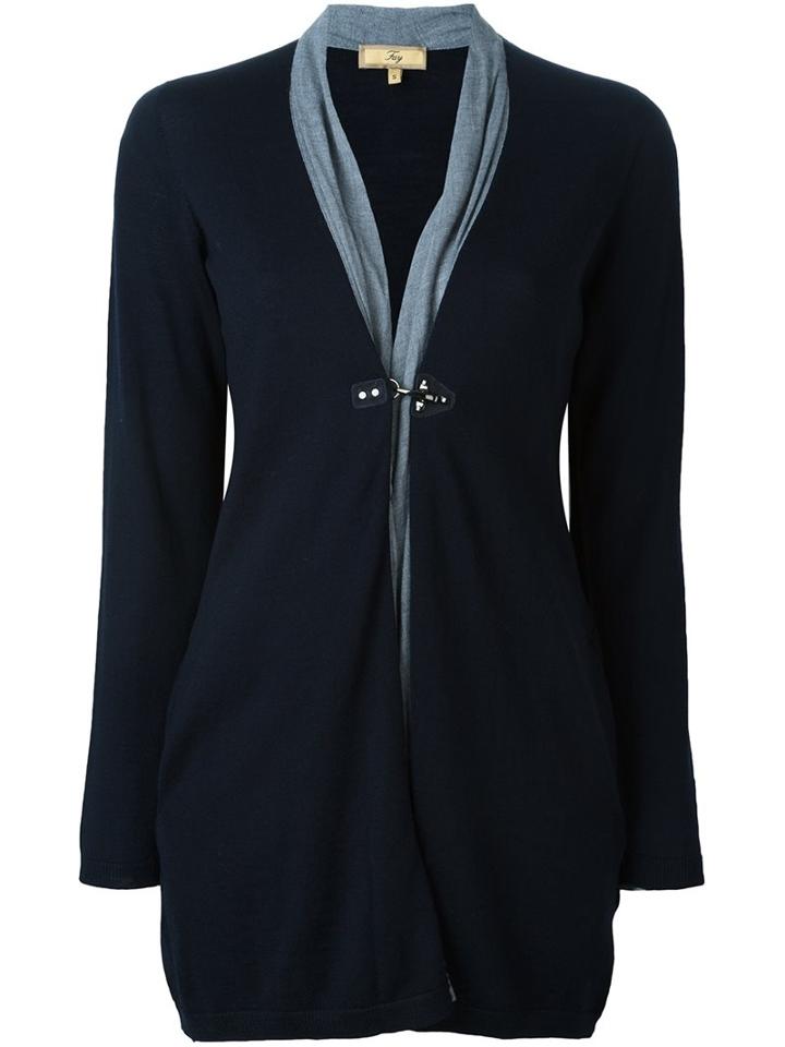 Fay Twist Fastening Cardigan, Women's, Size: Medium, Blue, Virgin Wool