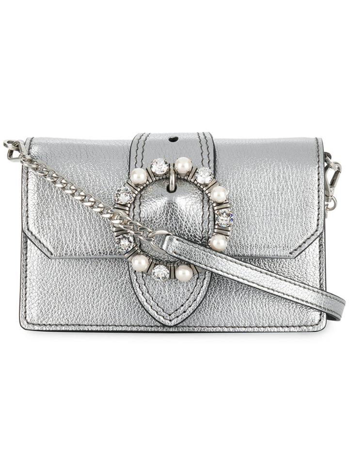 Miu Miu Embellished Shoulder Bag - Metallic