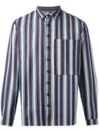 Sunnei Woven Stripe Shirt, Men's, Size: Large, Blue, Cotton