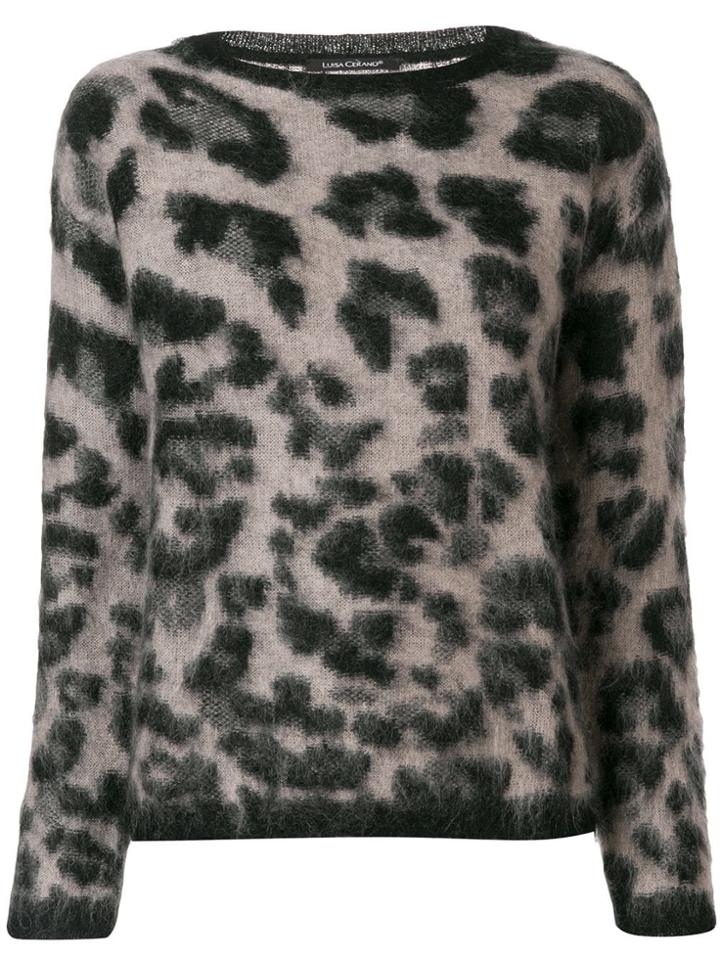 Luisa Cerano Leopard Sweater - Grey