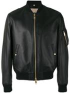 Burberry Gold Trim Bomber Jacket, Men's, Size: Large, Black, Lamb Skin/polyester/polyamide/polyester