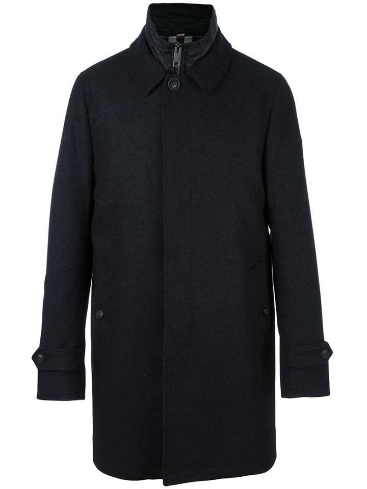 Burberry Layered Padded Coat, Men's, Size: Small, Grey, Cotton/polyester/acetate/wool
