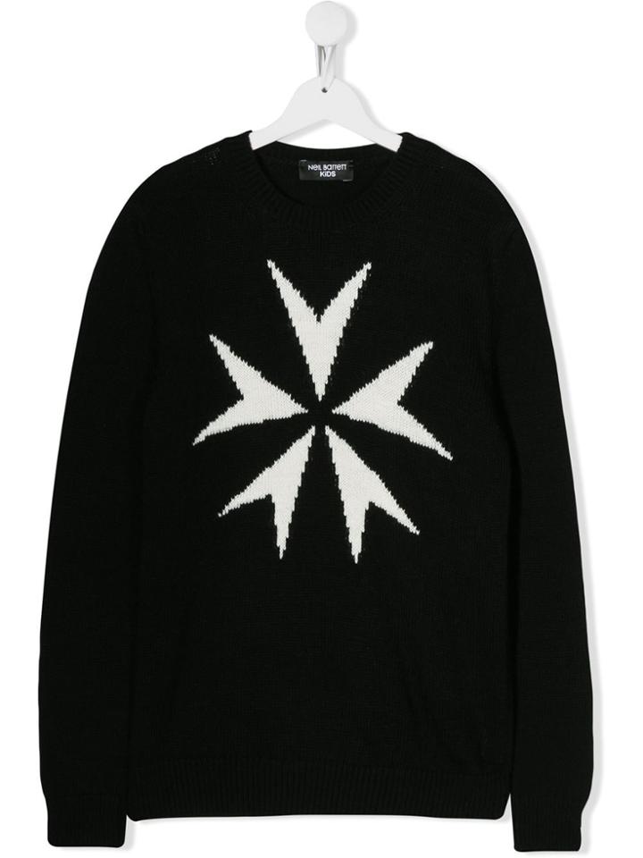 Neil Barrett Kids Teen Intarsia Knit Jumper - Black
