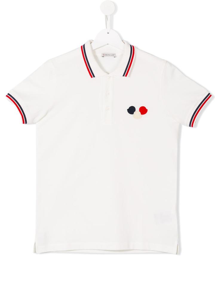 Moncler Kids Embroidered Polo Shirt, Boy's, Size: 14 Yrs, White