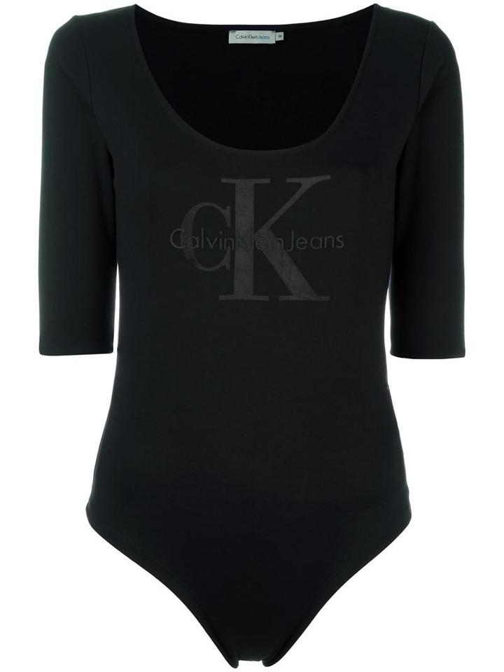 Calvin Klein Jeans Logo Longsleeved Cropped T-shirt, Women's, Size: Large, Black, Cotton/spandex/elastane