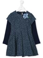 Loredana Flower Corsage Patterned Dress, Toddler Girl's, Size: 2 Yrs, Blue