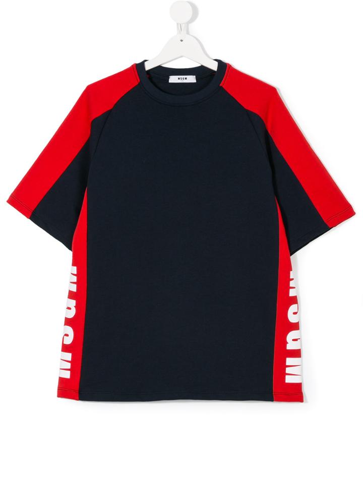 Msgm Kids Round Neck T-shirt - Blue