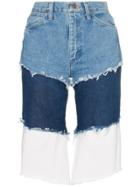 Natasha Zinko Wrangler High Waisted Layered Denim Shorts - Blue