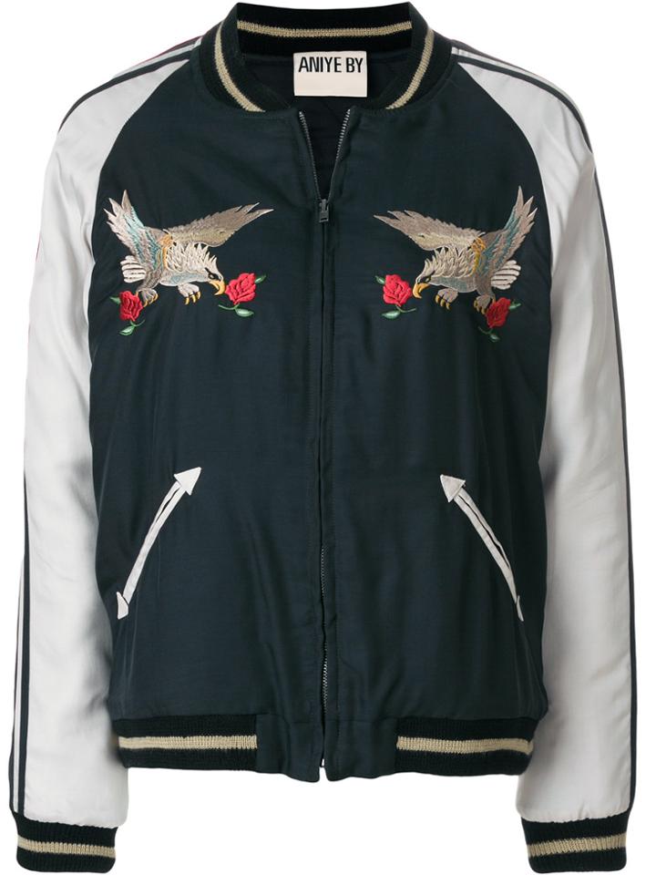 Aniye By Eagle Rose Patch Bomber Jacket - Green