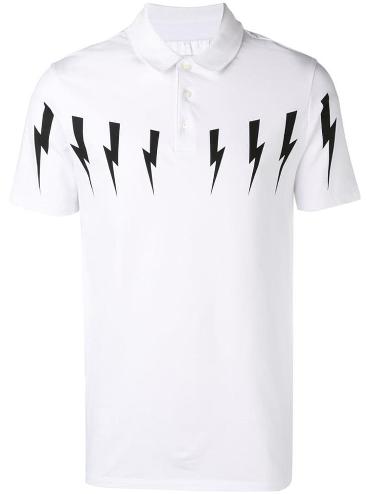 Neil Barrett Lightening Bolt Polo Shirt - White