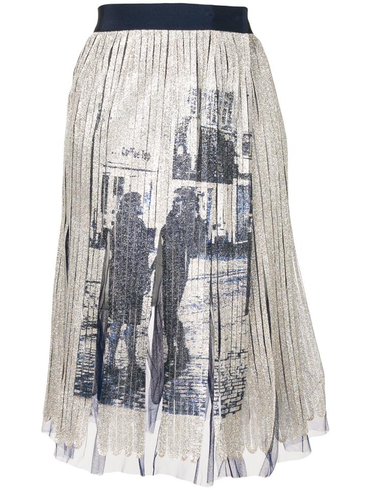 Aviù Metallic Fringed Midi Skirt