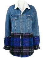 Forte Dei Marmi Couture Plaid Panel Denim Coat - Blue