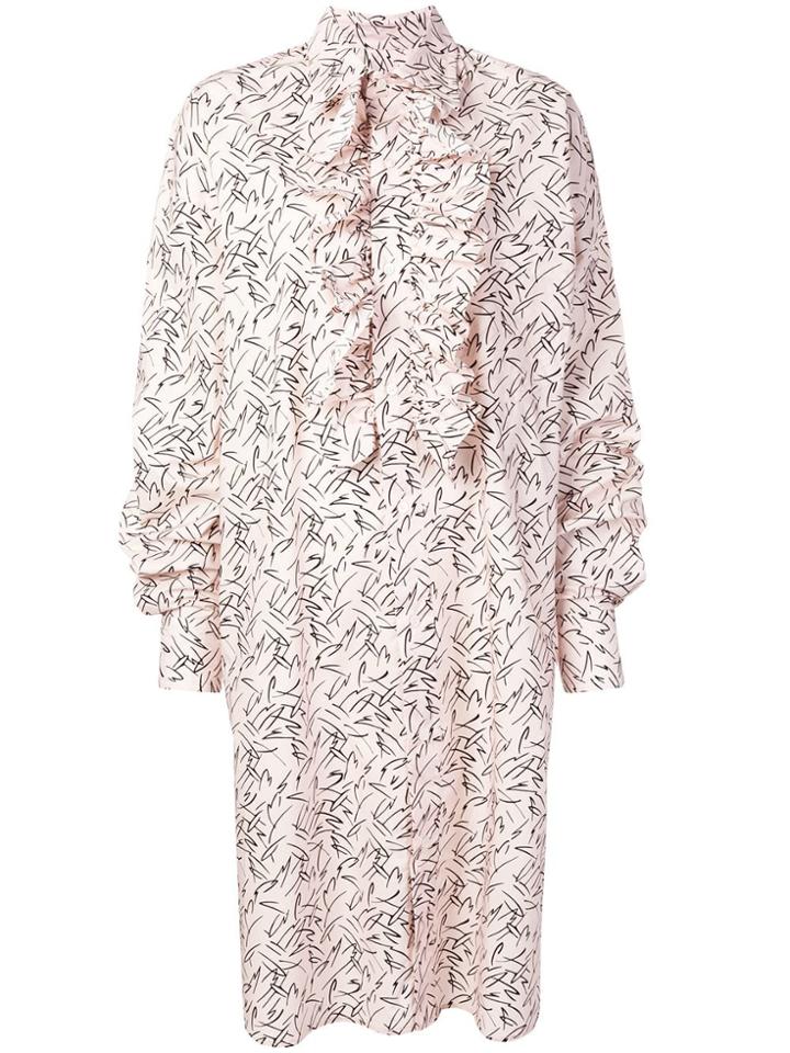 Plan C Ruffled Front Shirt Dress - Pink