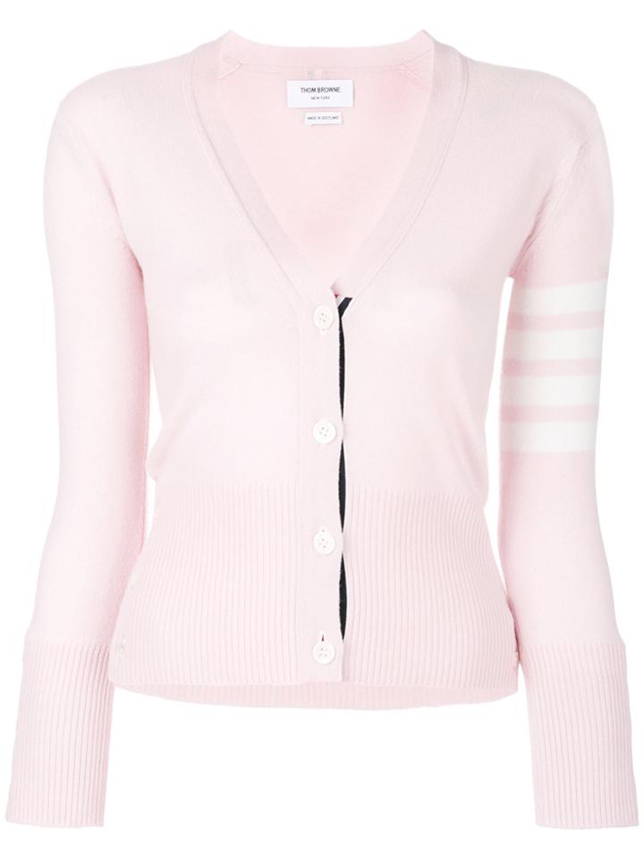Thom Browne Classic V-neck Cashmere Cardigan - Pink & Purple
