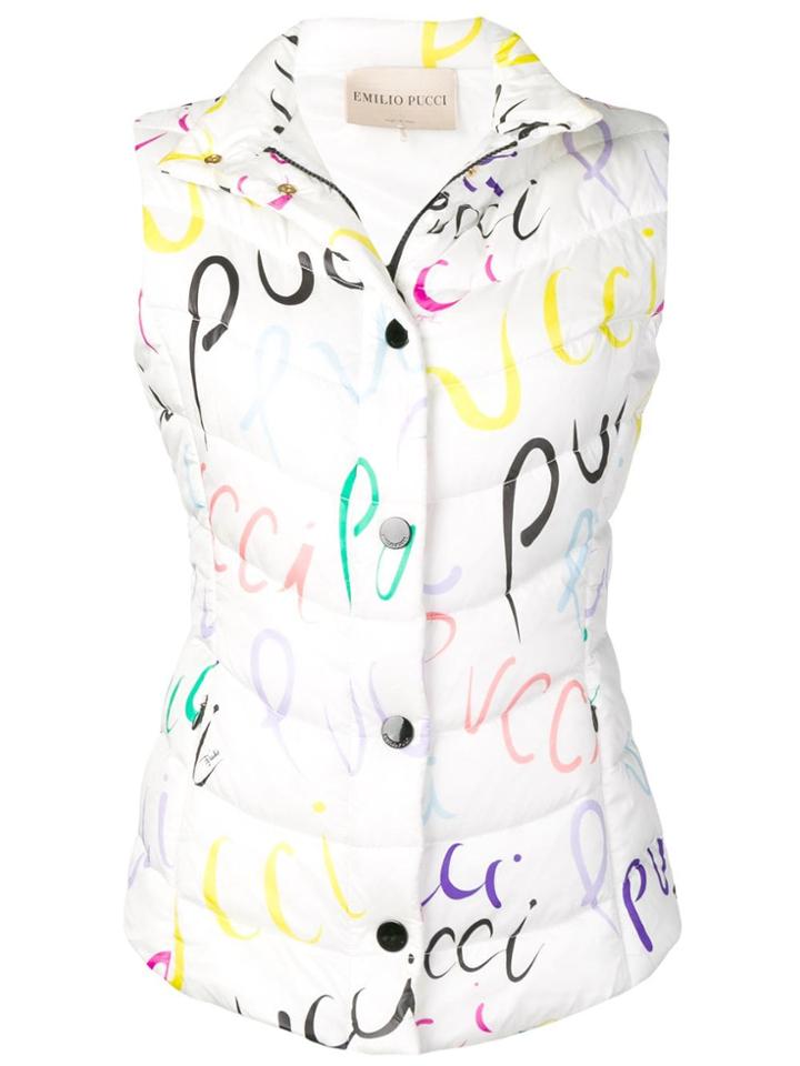 Emilio Pucci Pucci Pucci Print Quilted Gilet - White