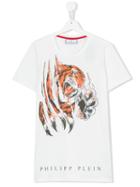 Philipp Plein Kids - Tiger Print T-shirt - Kids - Cotton - 16 Yrs, White