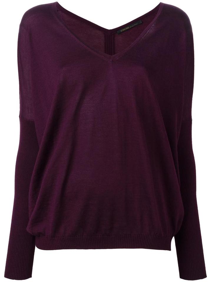 Agnona V-neck Jumper, Women's, Size: Medium, Pink/purple, Silk/cashmere