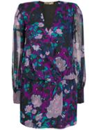 Liu Jo Floral Print Wrap Dress - Purple