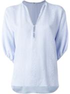 Vilshenko V-neck Blouse, Women's, Size: 8, Blue, Silk