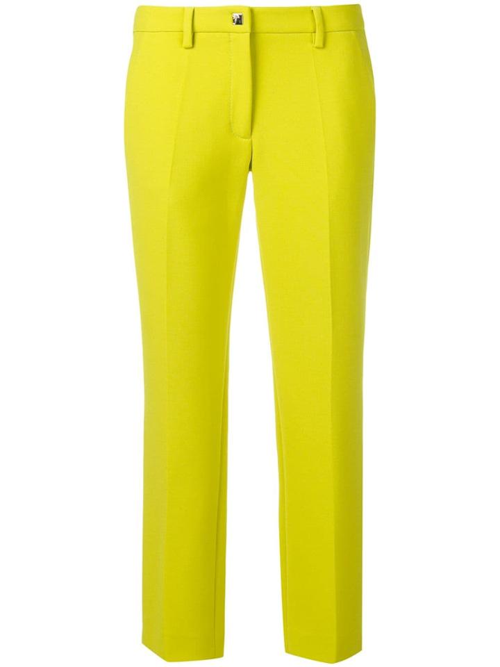 Versace Collection Cropped Slim-fit Trousers - Yellow