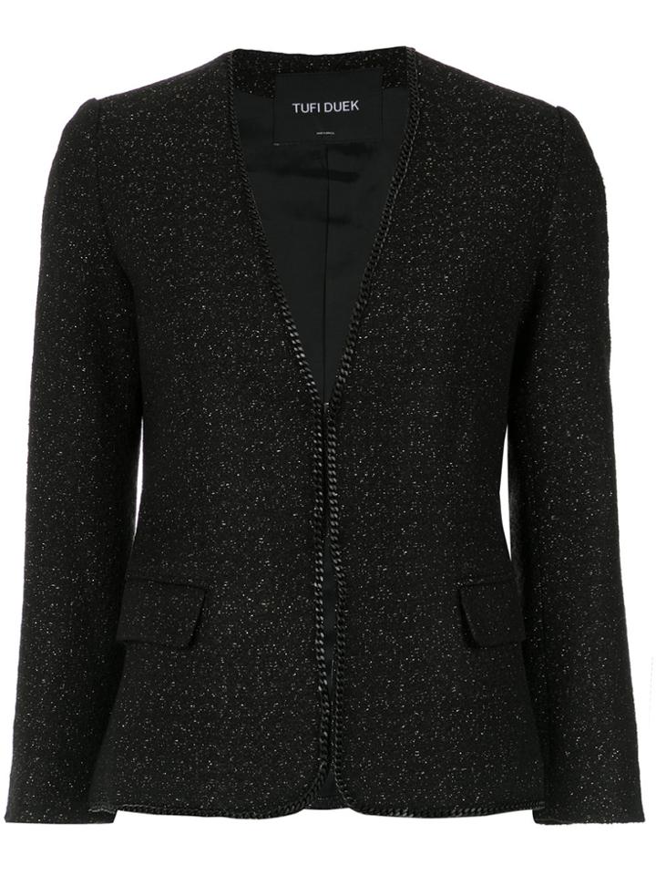 Tufi Duek Chain Trim Tweed Blazer - Black