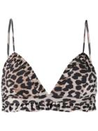 Ganni Leopard Print Bikini Top - Neutrals