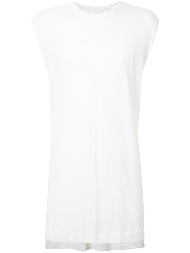 Julius Semi-sheer Elongated Sleeveless T-shirt - White