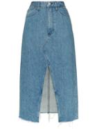 3x1 Elizabella Front Slit Denim Skirt - Blue