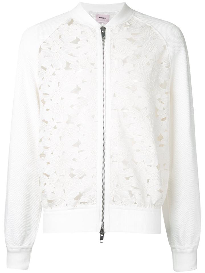 Marna Ro Floral Lace Bomber Jacket - White