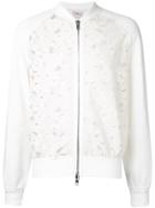 Marna Ro Floral Lace Bomber Jacket - White