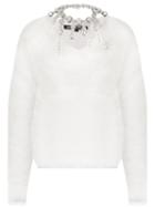 Susan Fang Bead-embellished Open-knit Top - White