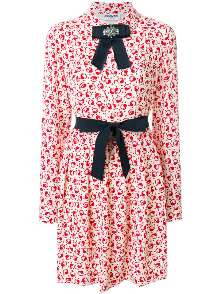 Essentiel Antwerp Printed Bow Shirt Dress - White