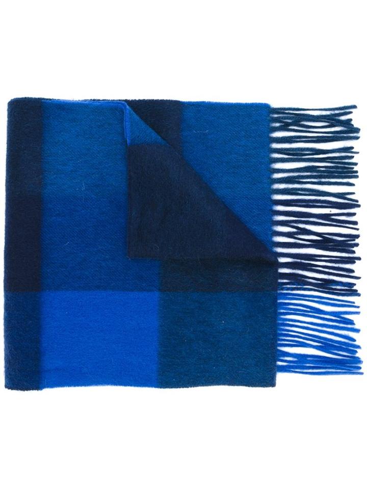 Paul Smith Cashmere Checked Scarf, Men's, Blue, Cashmere