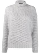 Alberta Ferretti Knitted Roll Neck Jumper - Grey