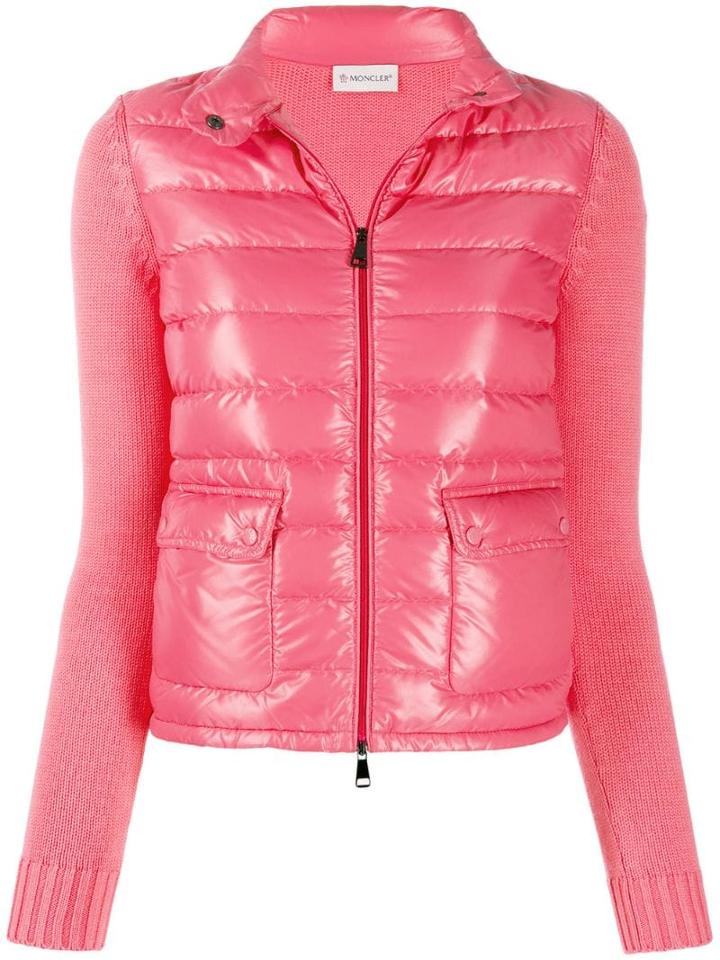 Moncler Wool Detailed Puffer Jacket - Pink