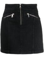 Karl Lagerfeld Zip-up Denim Skirt - Black