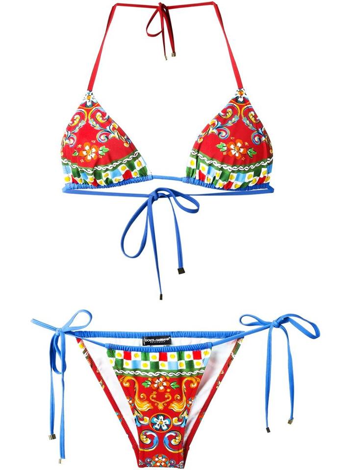 Dolce & Gabbana Majolica Print Bikini, Women's, Size: Ii, Polyamide/spandex/elastane