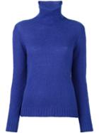 Msgm Roll Neck Jumper, Women's, Size: Small, Blue, Polyamide/wool