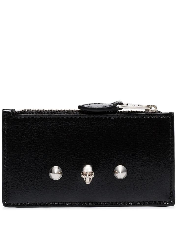 Alexander Mcqueen Skull Stud Zipped Pouch - Black