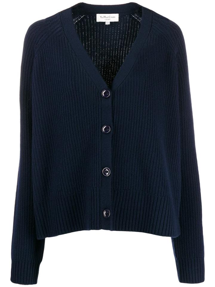 Ymc Ribbed Knit Cardigan - Blue