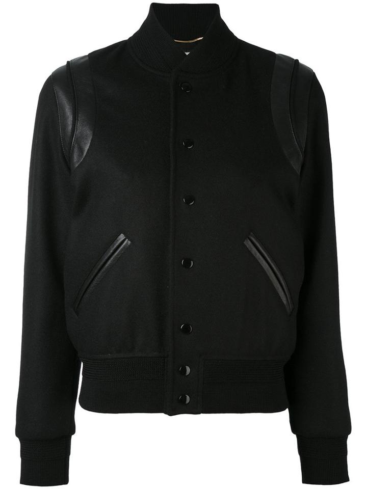 Classic Teddy Jacket - Women - Cotton/leather/wool - 38, Black, Cotton/leather/wool, Saint Laurent