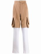Natasha Zinko Side Bag Pockets Midi Short Trousers - Neutrals