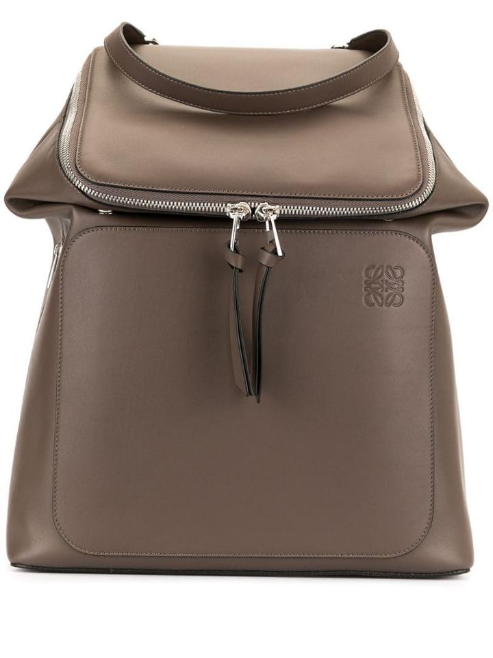 Loewe Logo Embossed Backpack - Brown