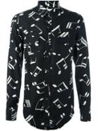 Saint Laurent Signature 70's Collar Printed Shirt, Men's, Size: Medium, Black, Viscose